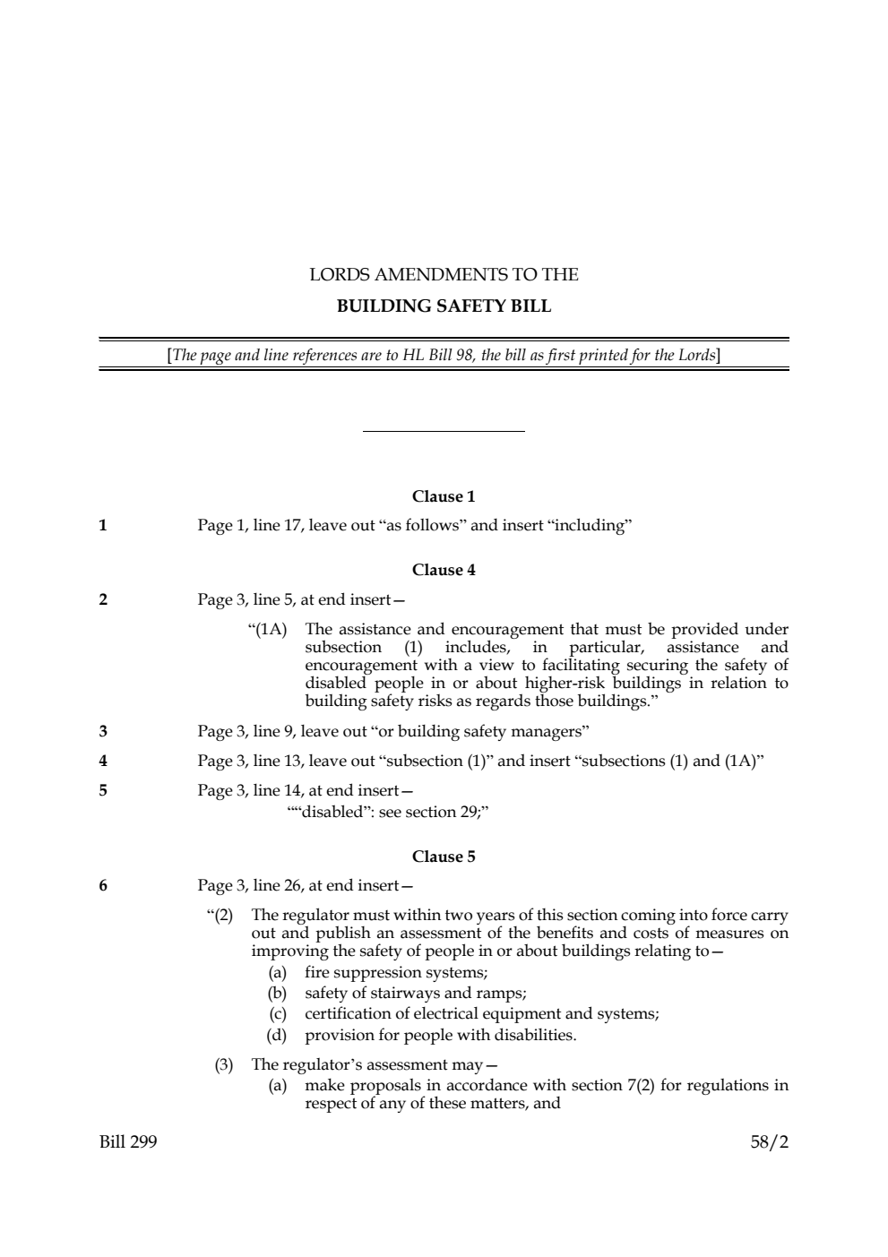 Lords Amendments to the Building Safety Bill