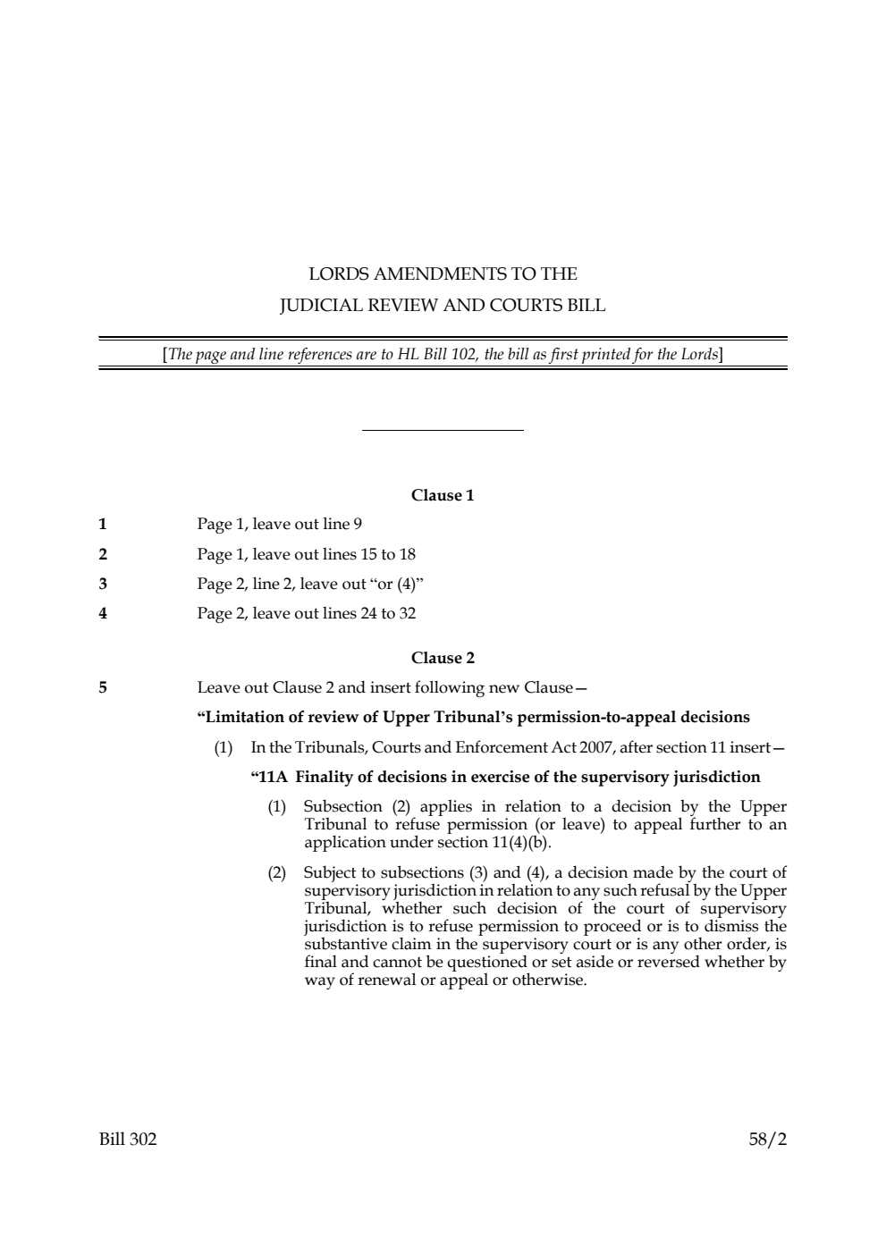Lords Amendments to the Judicial Review and Courts Bill