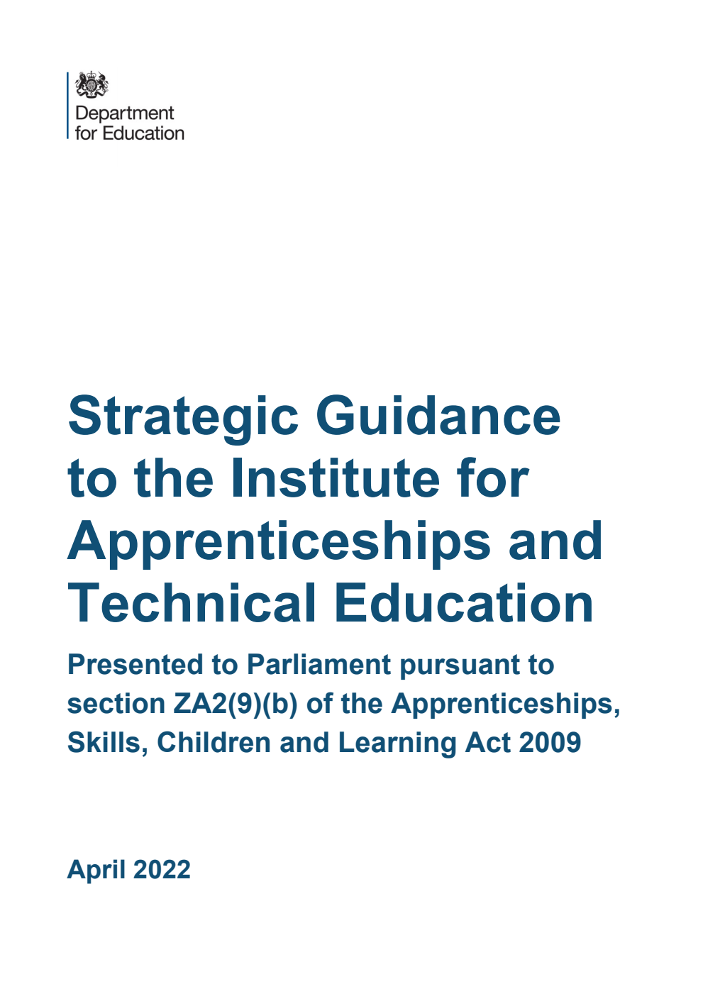 Strategic Guidance to the Institute for Apprenticeships and Technical Education 2022-2023