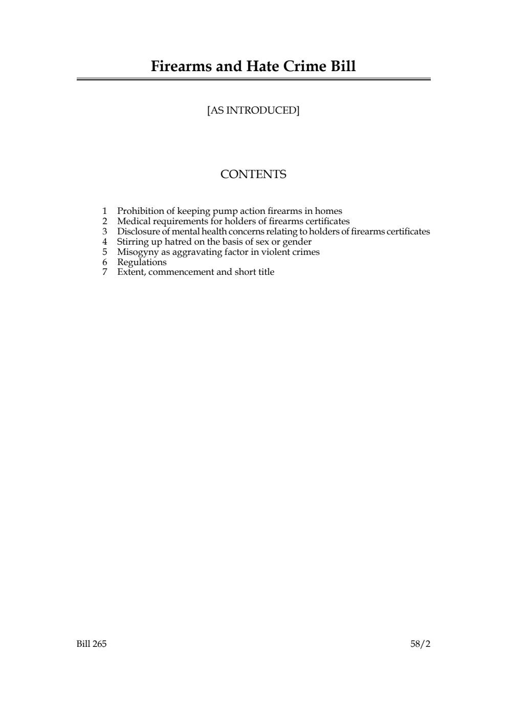 Firearms and Hate Crime Bill