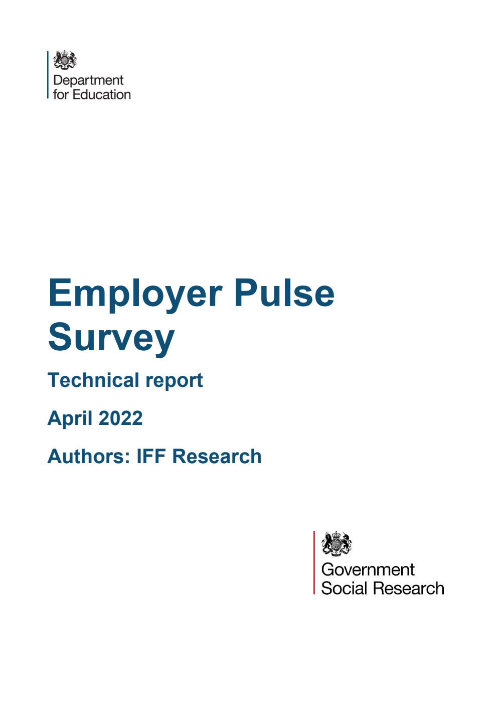 DFE-RR1206 Employer Pulse Survey. Technical report. April 2022