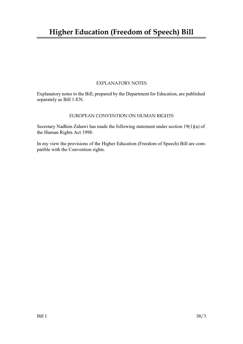 Higher Education (Freedom of Speech) Bill