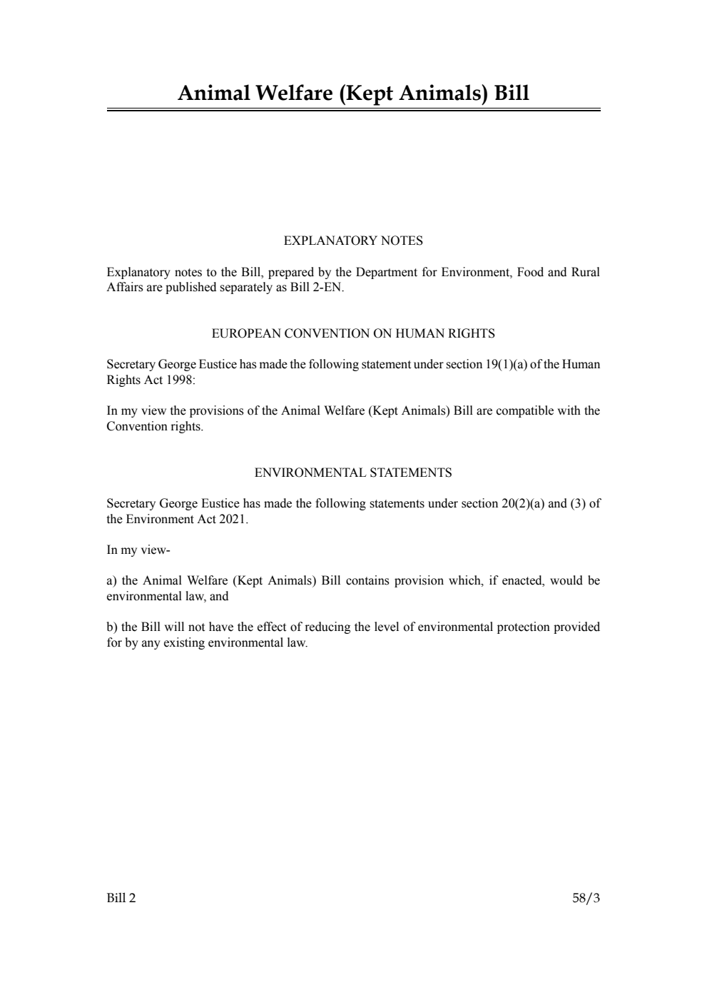 Animal Welfare (Kept Animals) Bill