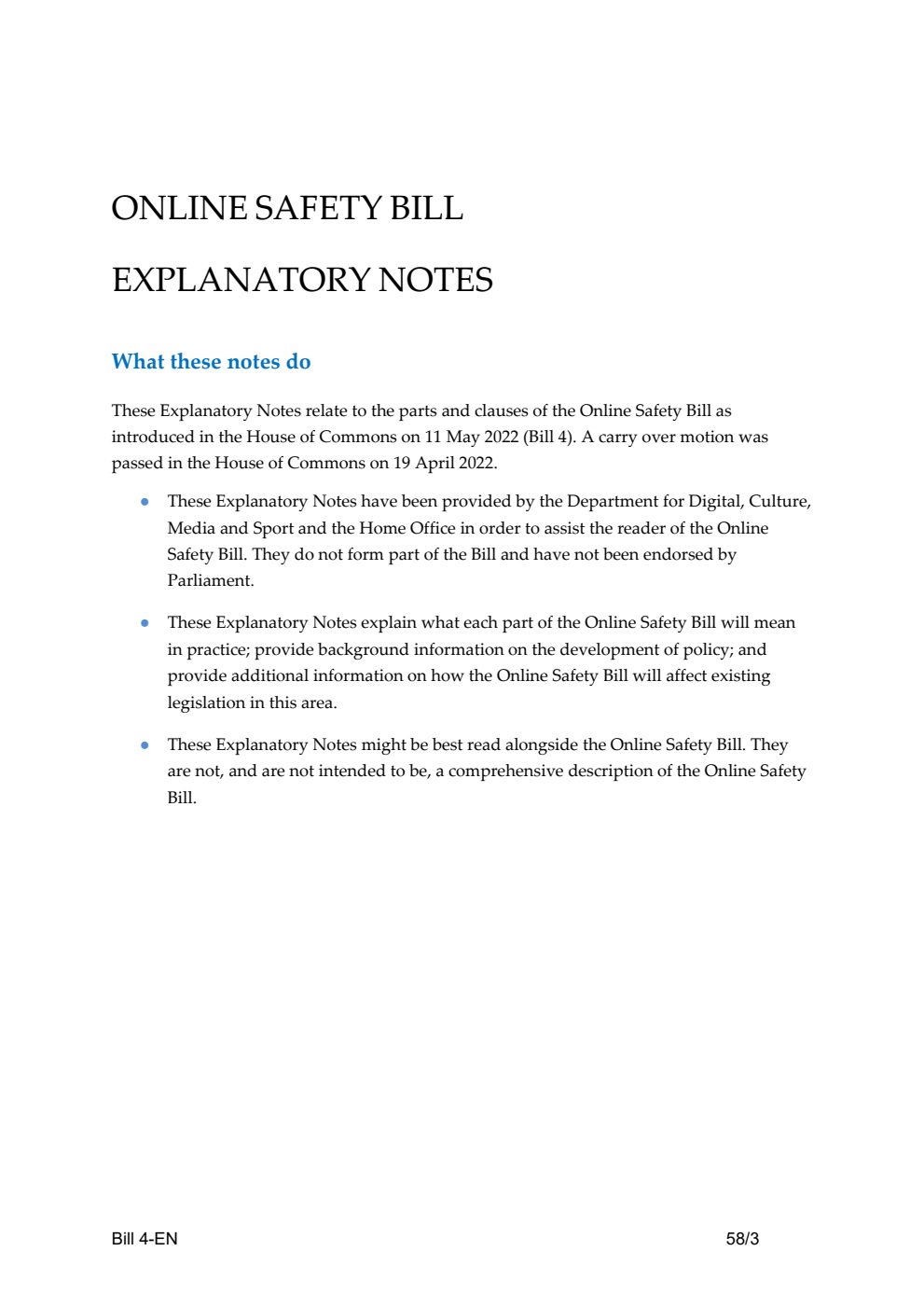 Online Safety Bill Explanatory Notes