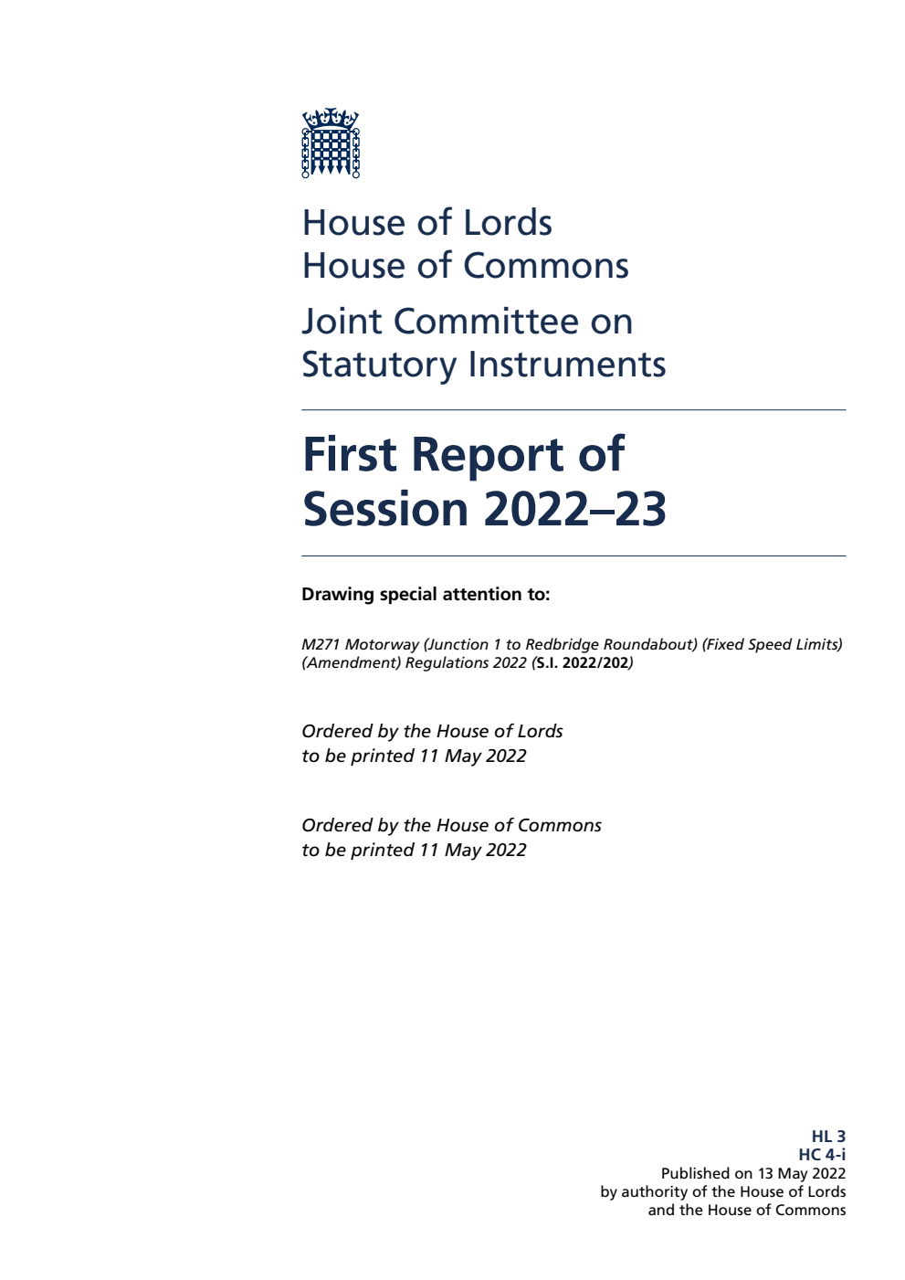 Joint Committee on Statutory Instruments 1st Report of Session 2022-23