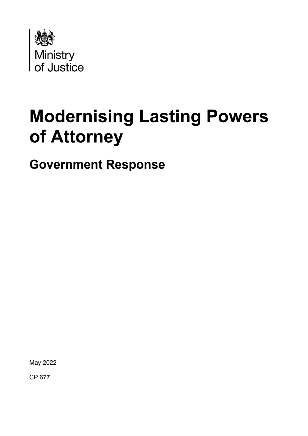 Modernising Lasting Powers of Attorney. Government Response