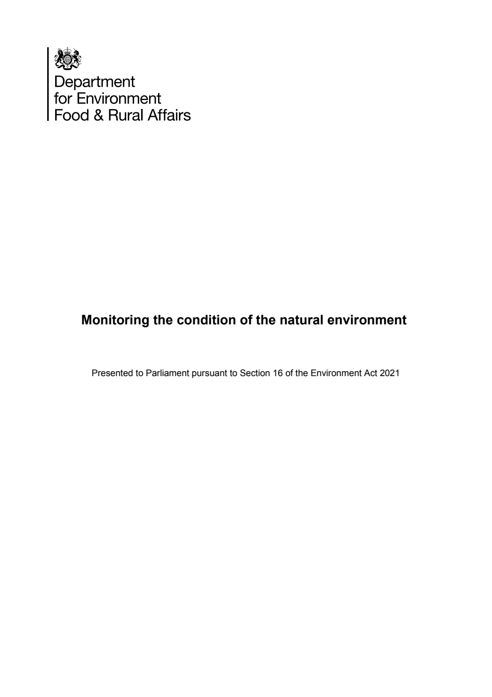 Monitoring the condition of the natural environment