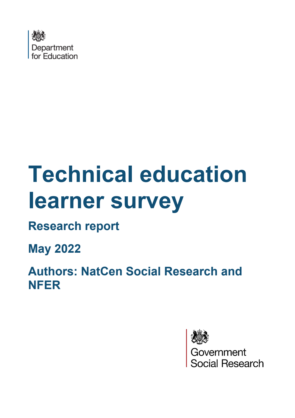 DFE-RR1217 Technical education learner survey. Research report. May 2022