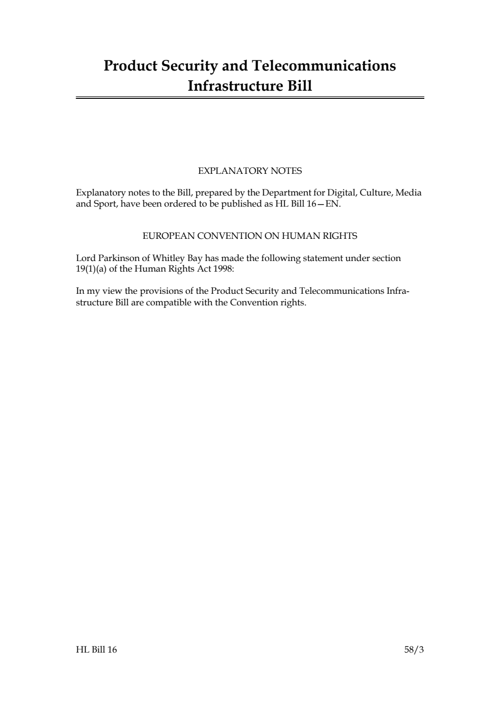 Product Security and Telecommunications Infrastructure Bill