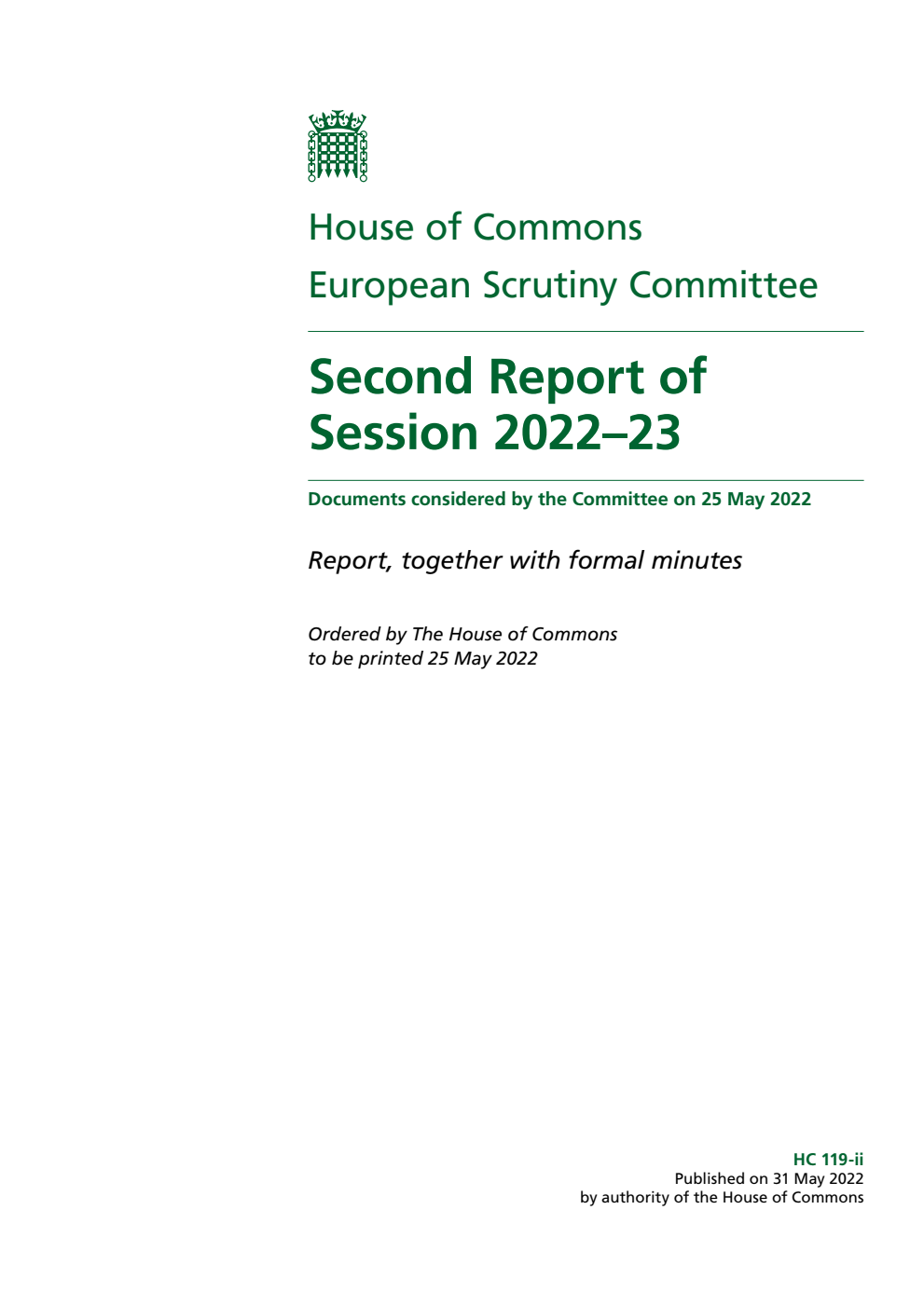 European Scrutiny Committee 2nd Report of Session 2022-23