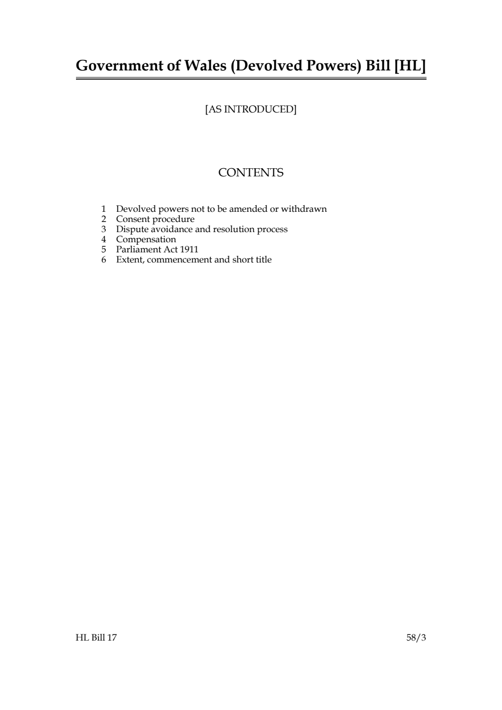 Government of Wales (Devolved Powers) Bill