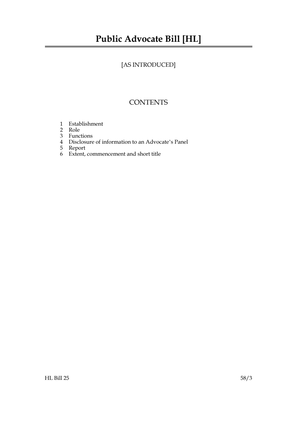 Public Advocate Bill