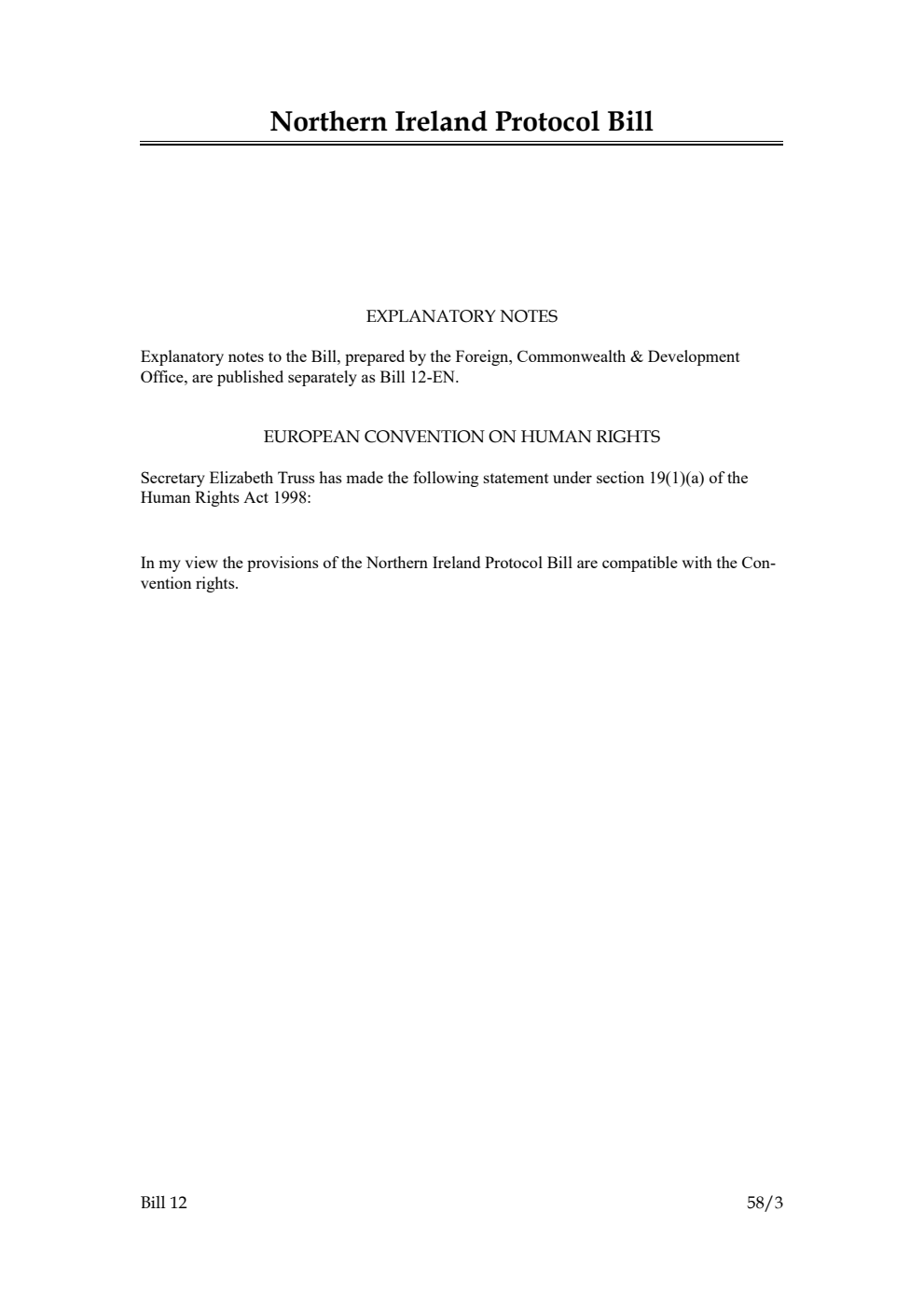 Northern Ireland Protocol Bill