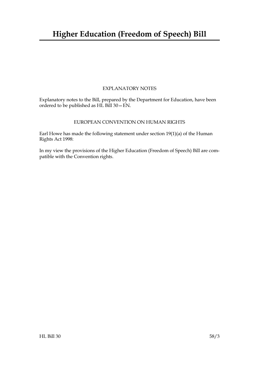 Higher Education (Freedom of Speech) Bill