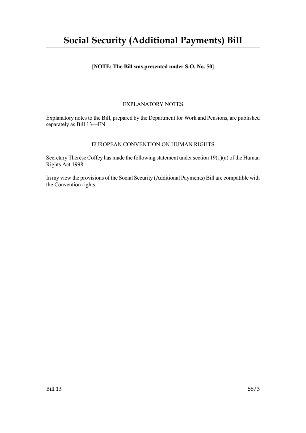 Social Security (Additional Payments) Bill