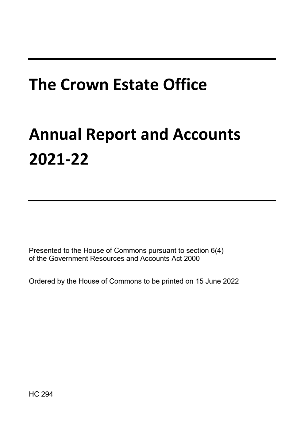 The Crown Estate Office Annual Report and Accounts 2021-22