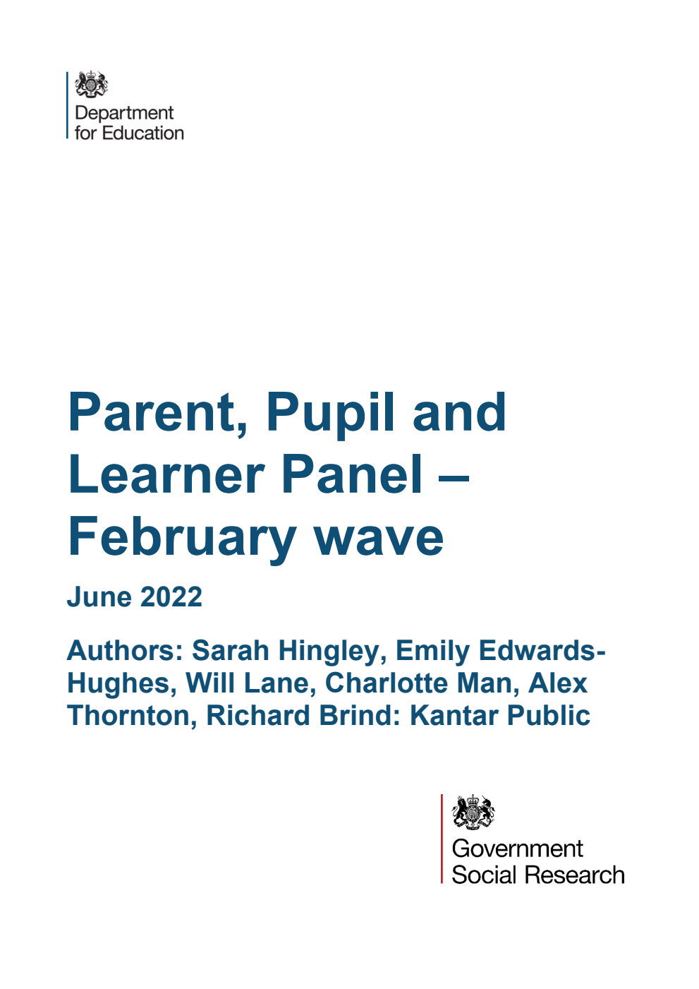 DFE-RR1235 Parent, Pupil and Learner Panel – February wave. June 2022