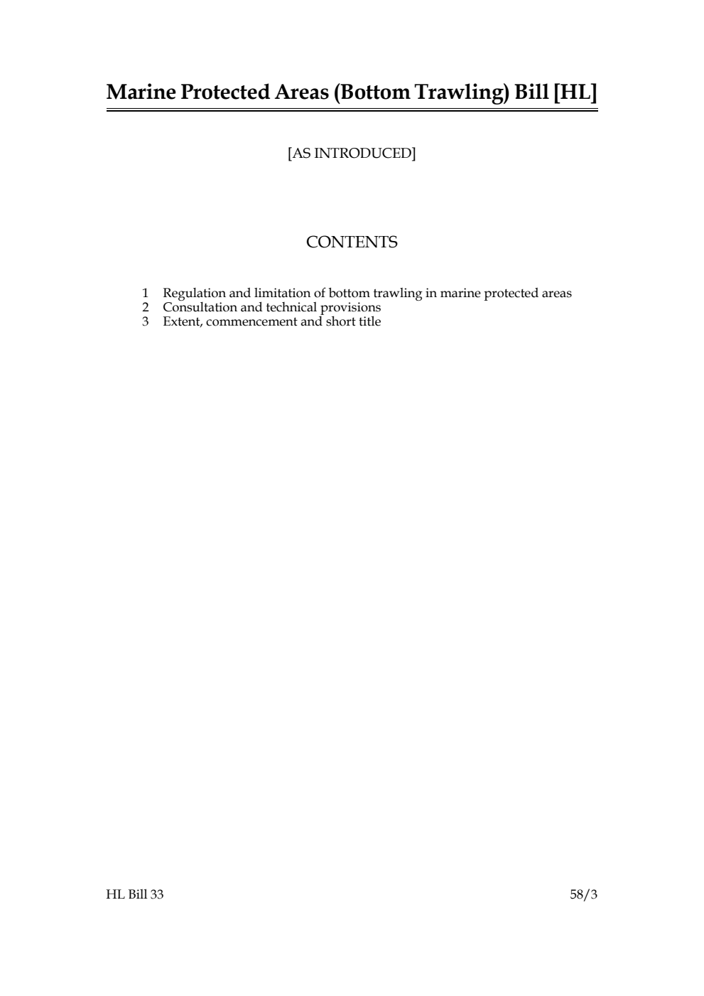 Marine Protected Areas (Bottom Trawling) Bill