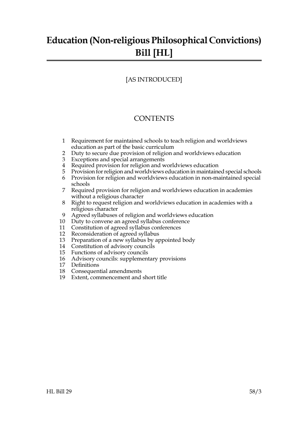 Education (Non-religious Philosophical Convictions) Bill