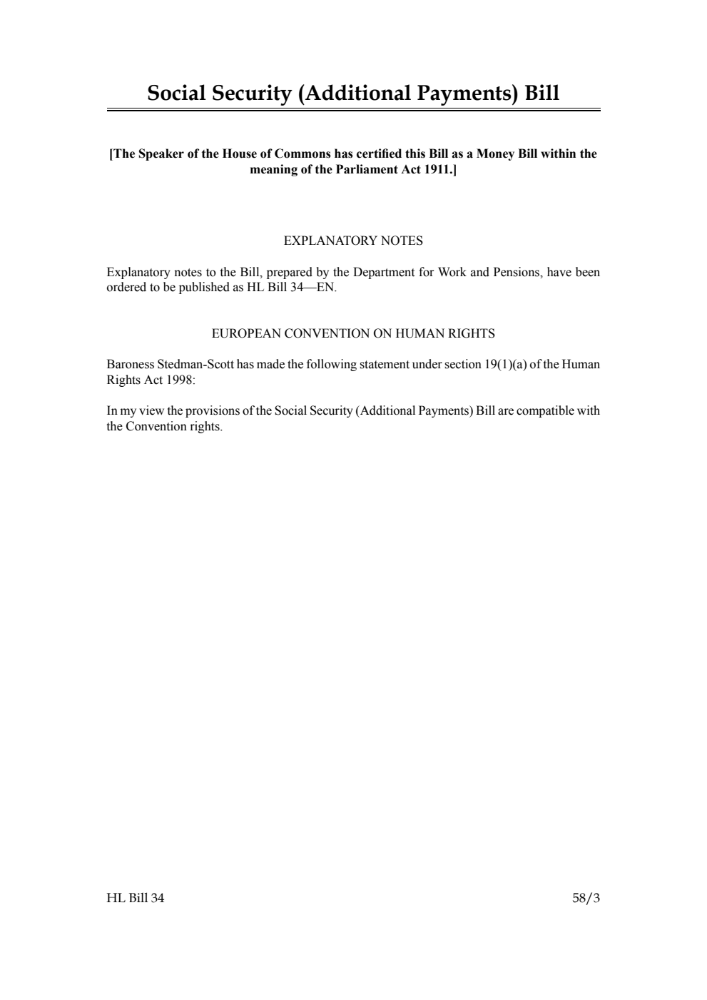 Social Security (Additional Payments) Bill