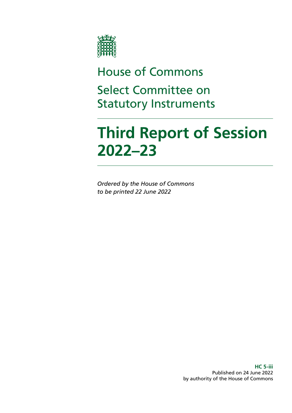 Statutory Instruments Committee 3rd Report of Session 2022-23