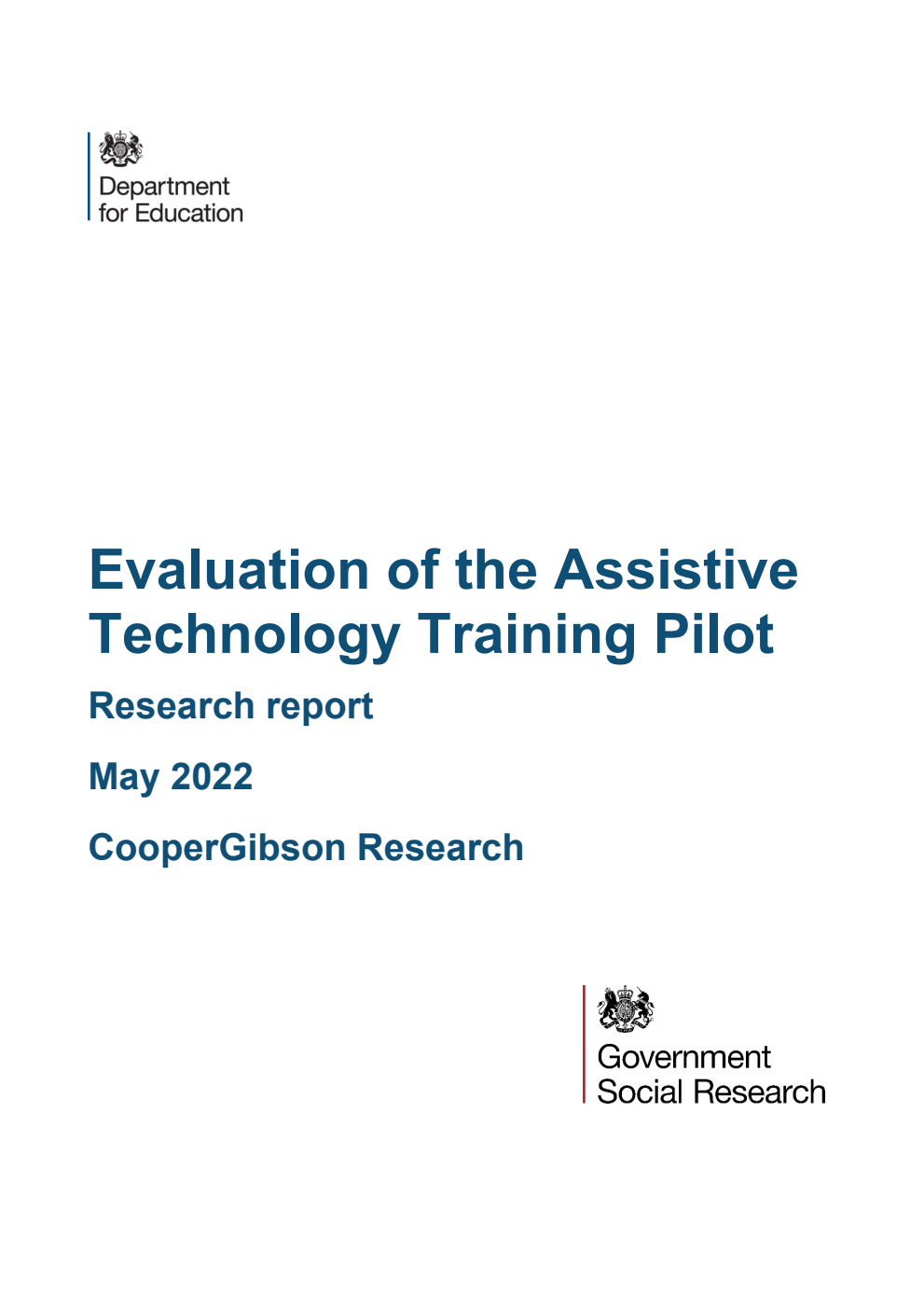 DFE-RR1247 Evaluation of the Assistive Technology Training Pilot. Research report. May 2022