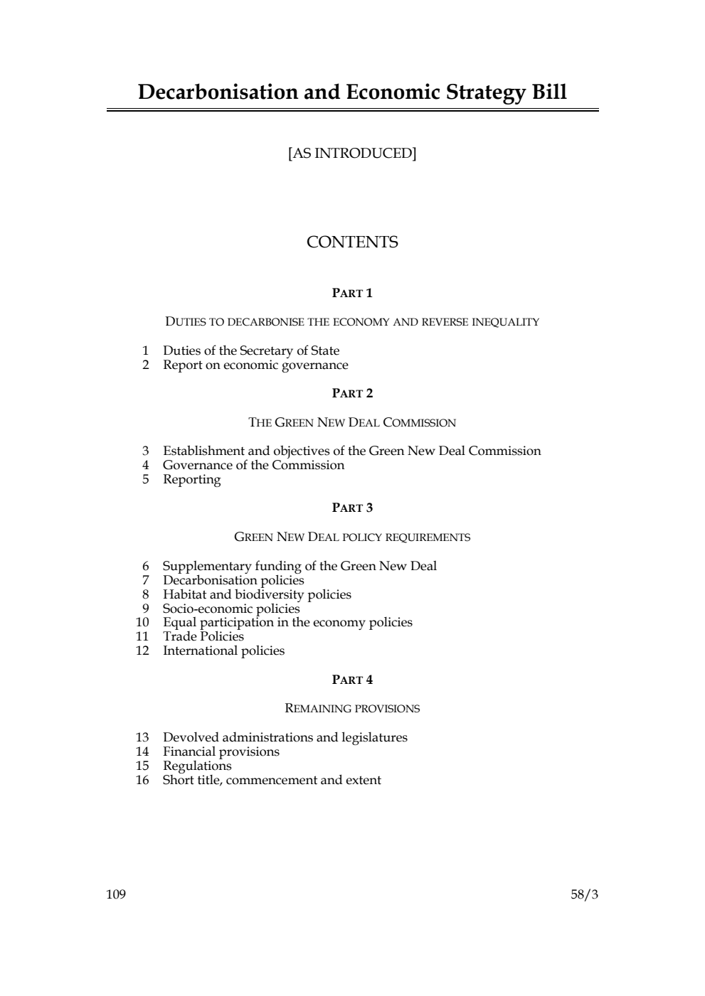 Decarbonisation and Economic Strategy Bill