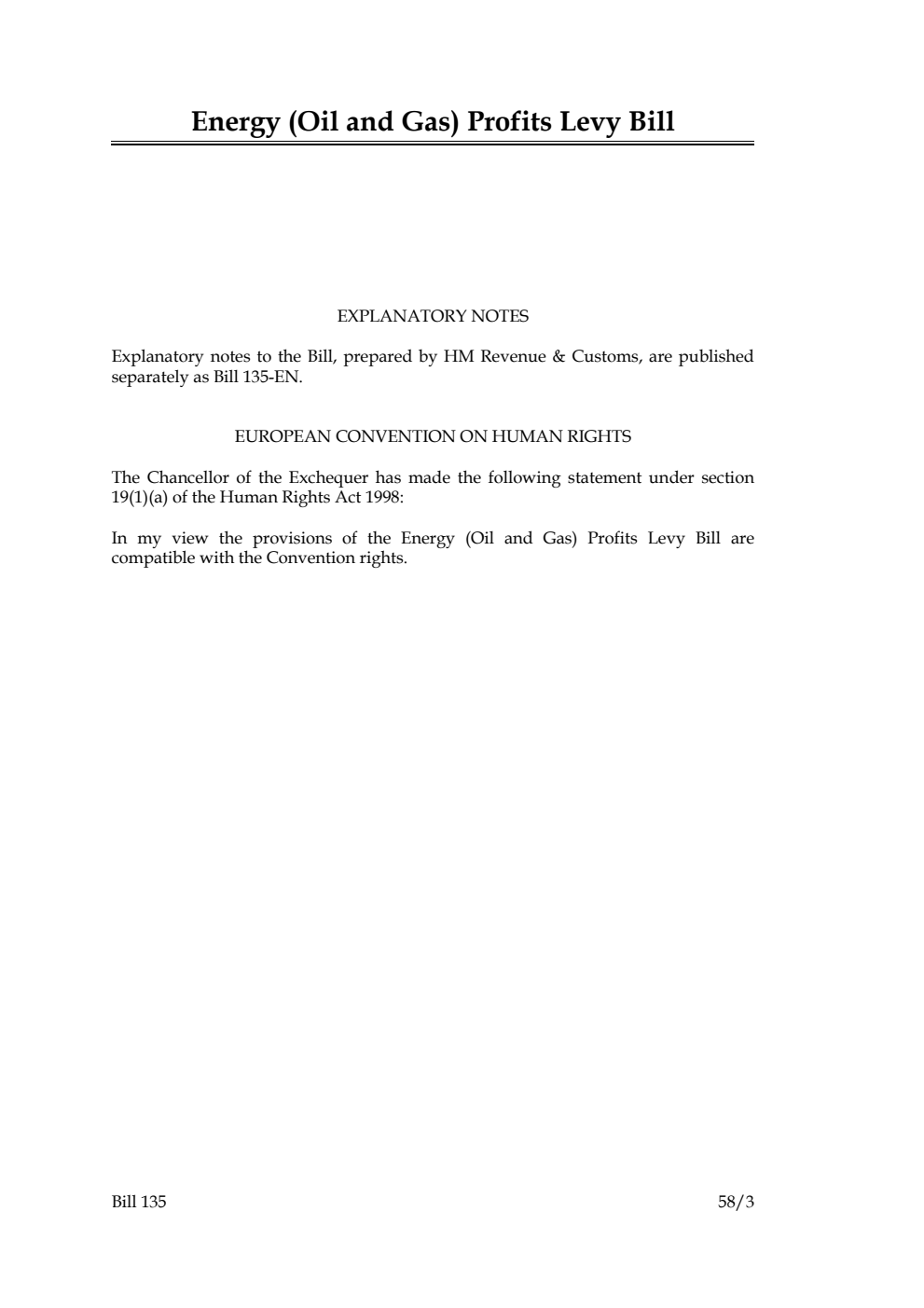 Energy (Oil and Gas) Profits Levy Bill