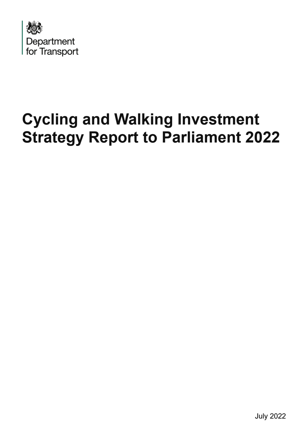 Cycling and Walking Investment Strategy Report to Parliament 2022