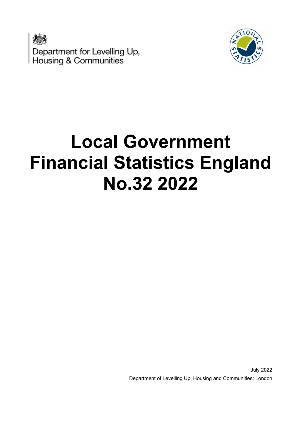 Local Government Financial Statistics England No. 32 2022