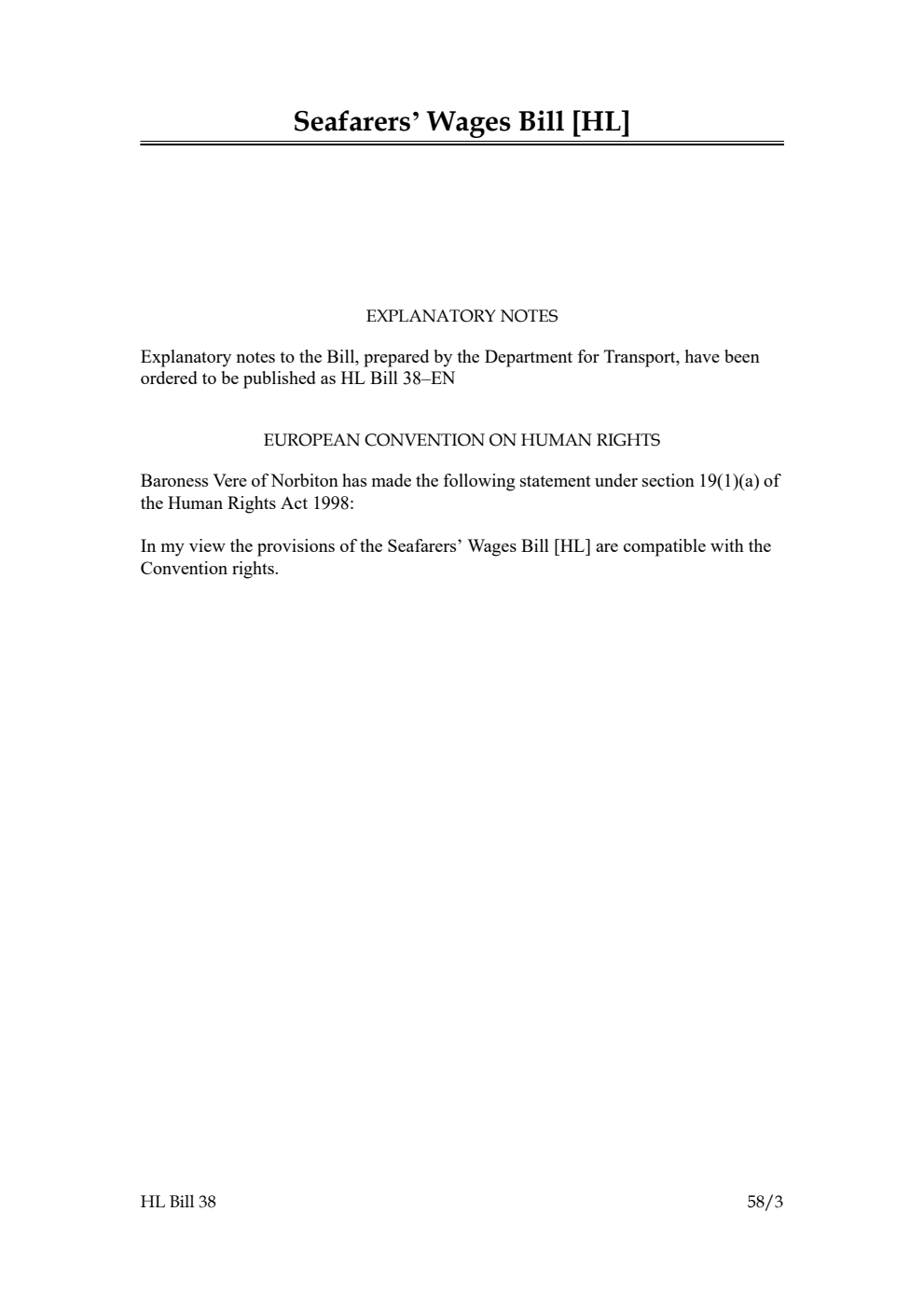 Seafarers' Wages Bill