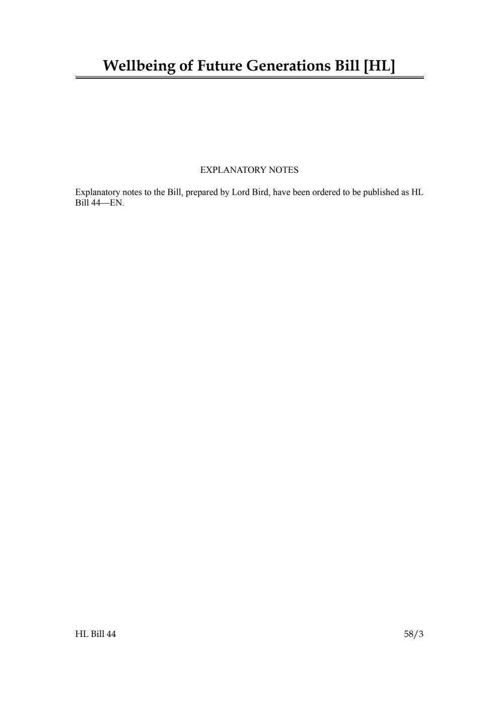 Wellbeing of Future Generations Bill