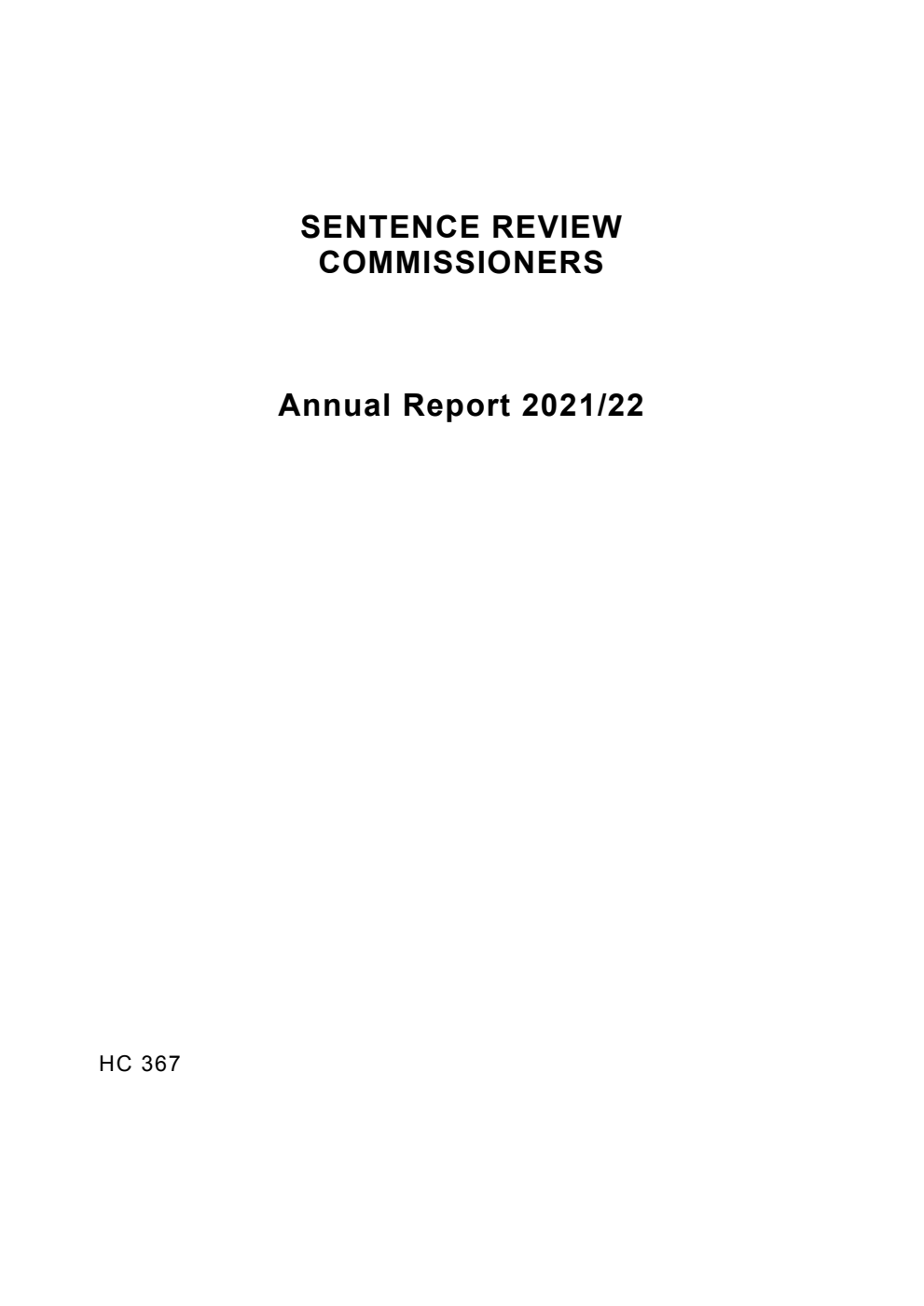 Sentence Review Commissioners Annual Report 2021/22 (for the year ended 31 March 2022)
