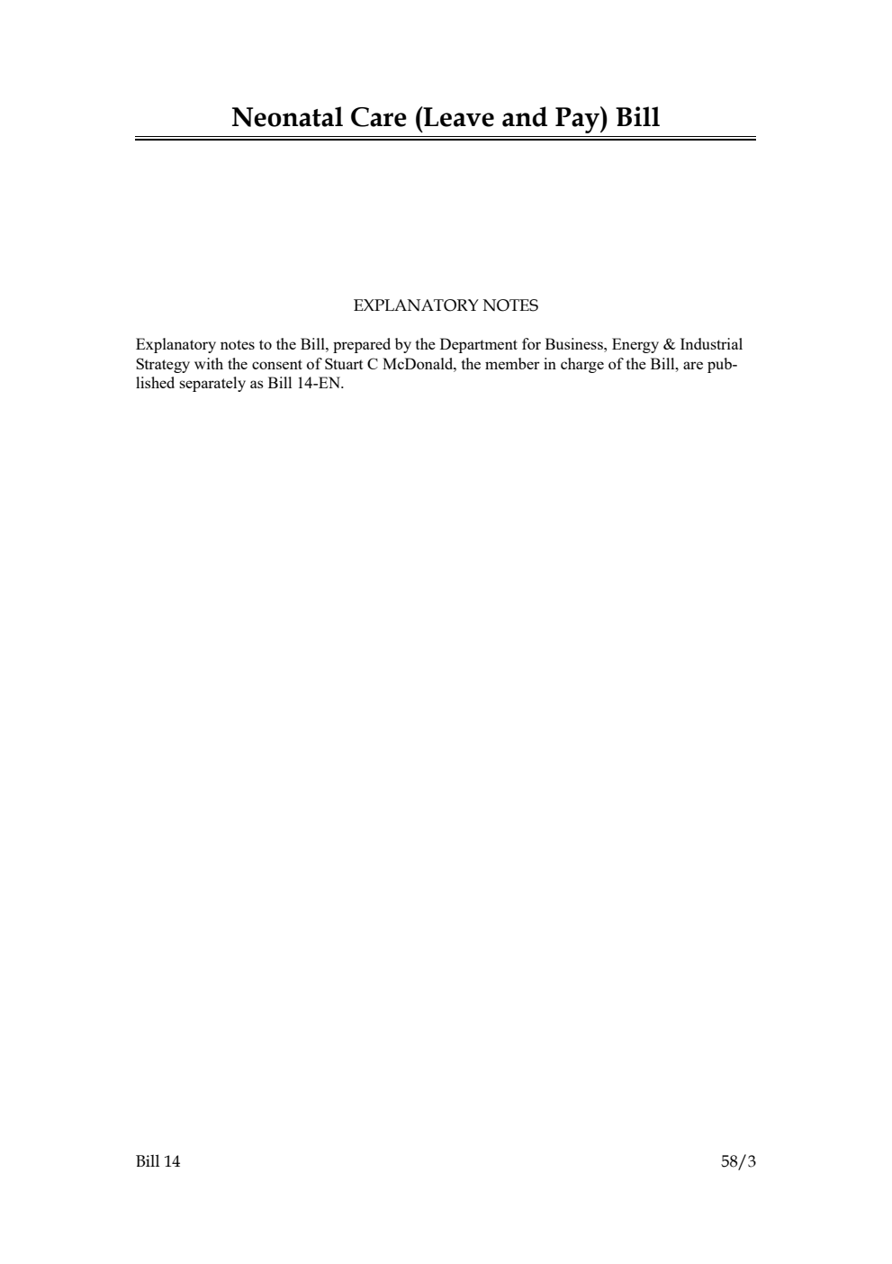 Neonatal Care (Leave and Pay) Bill