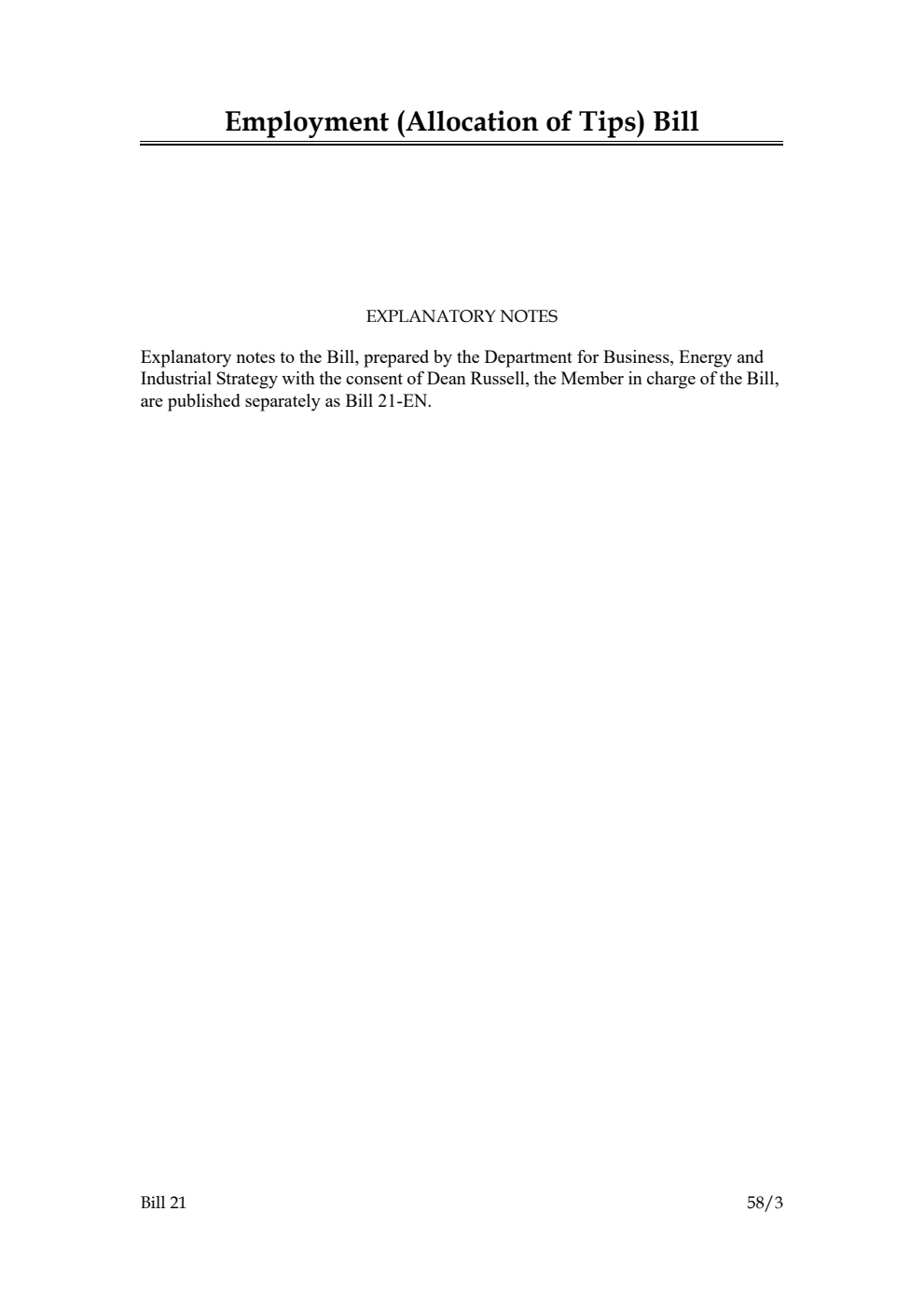 Employment (Allocation of Tips) Bill