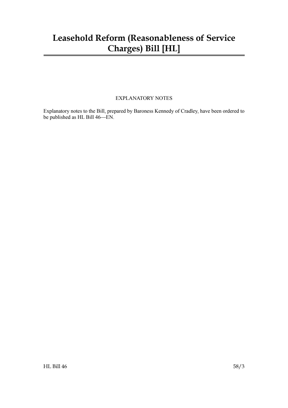 Leasehold Reform (Reasonableness of Service Charges) Bill