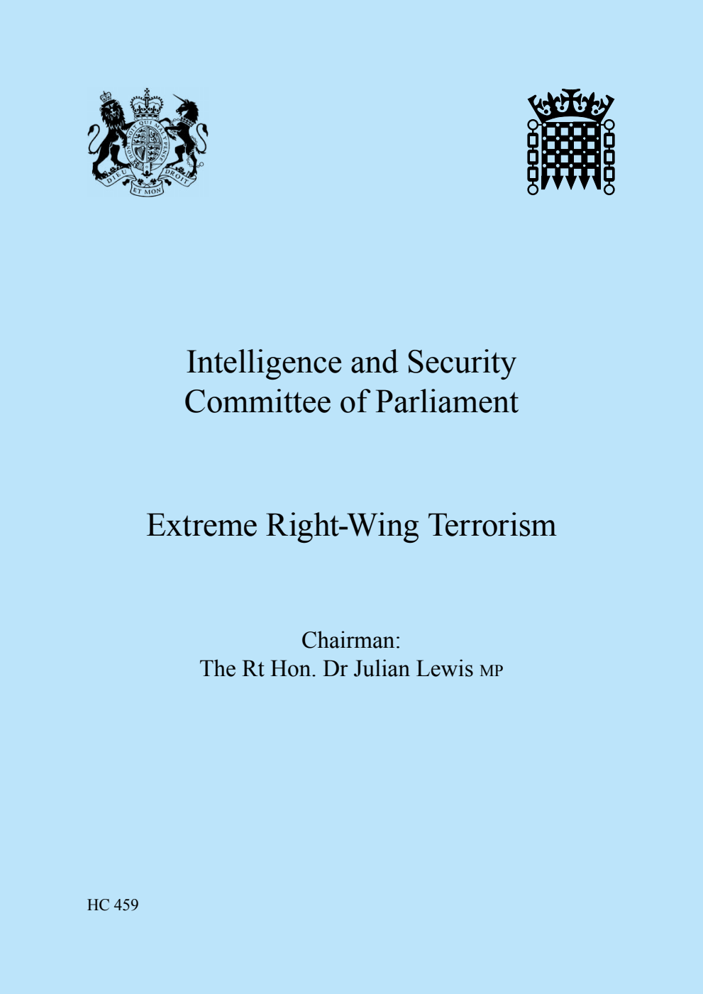 Intelligence and Security Committee of Parliament. Extreme Right-Wing Terrorism