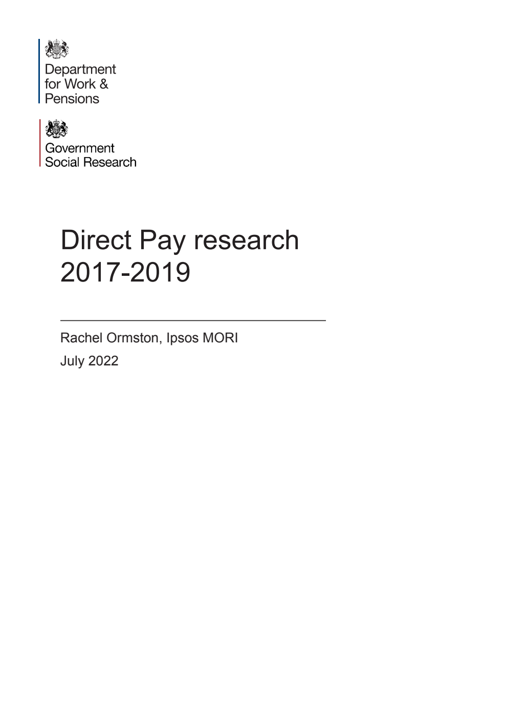 Research Report 1017 Direct Pay research 2017-2019. July 2022