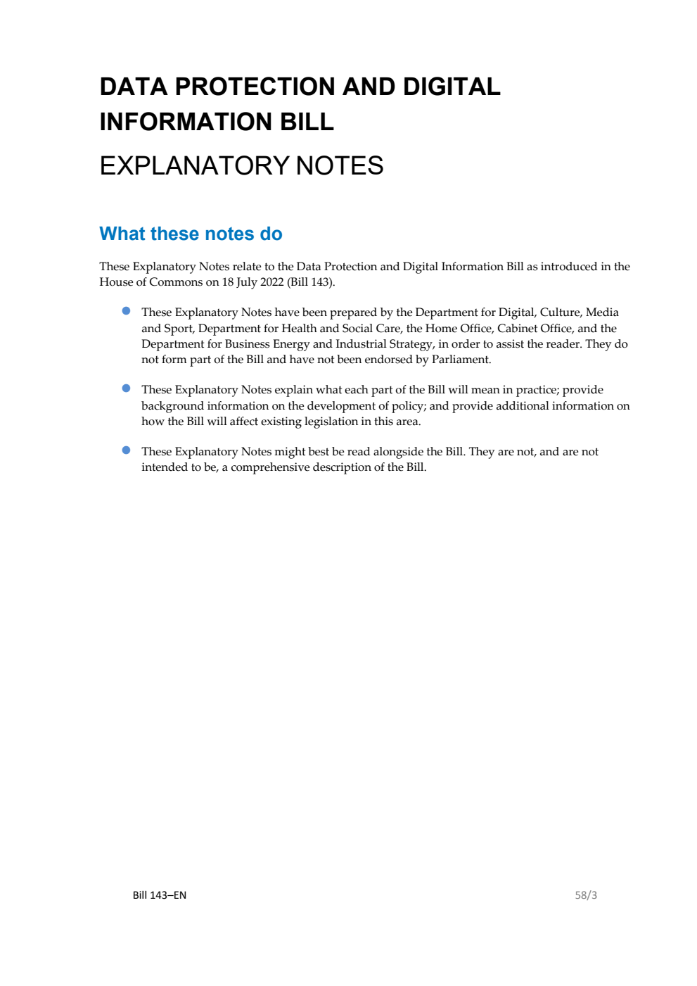 Data Protection and Digital Information Bill Explanatory Notes