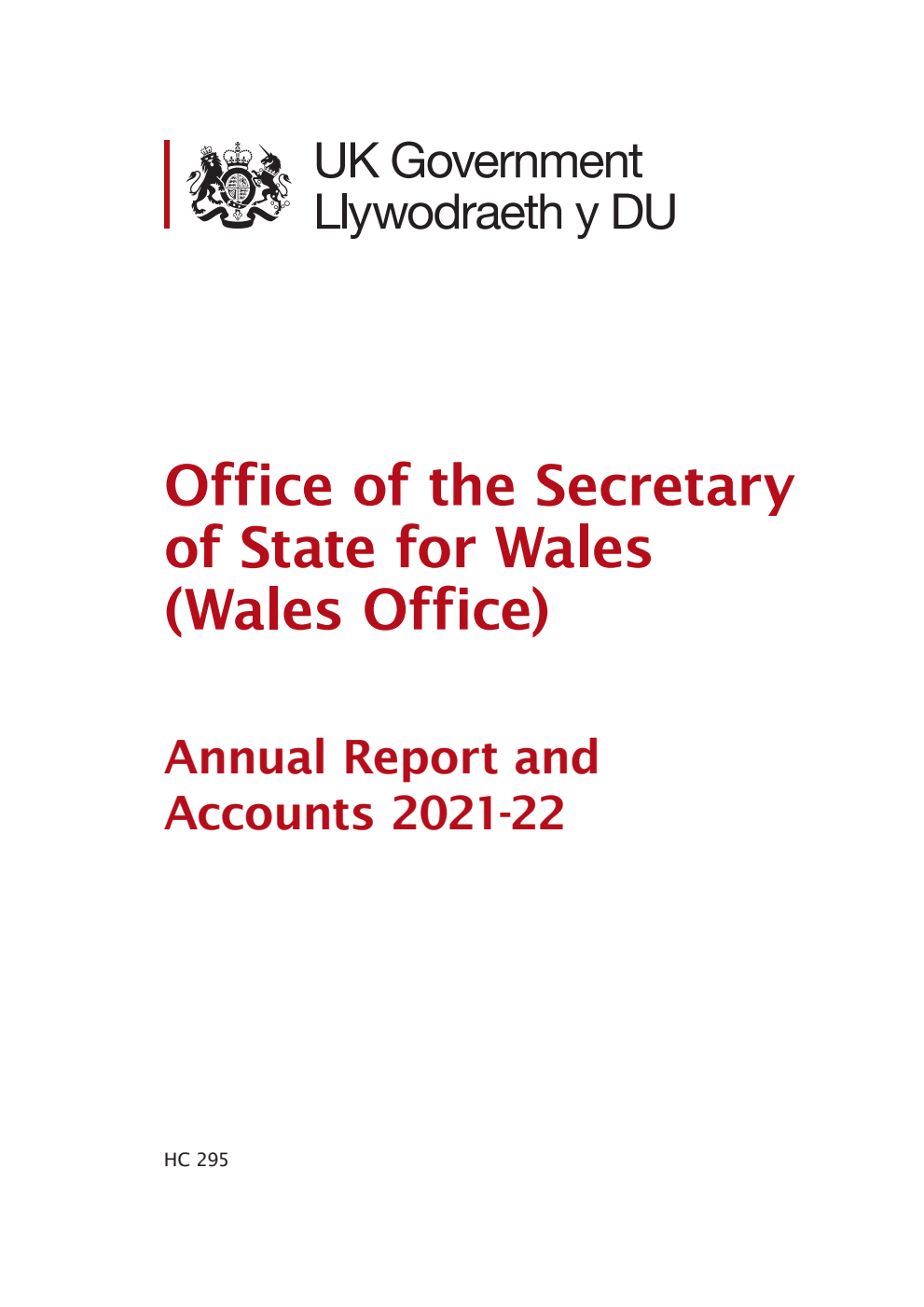 Office of the Secretary of State for Wales (Wales Office) Annual Report and Accounts 2021-22 (for the year ended 31 March 2022)
