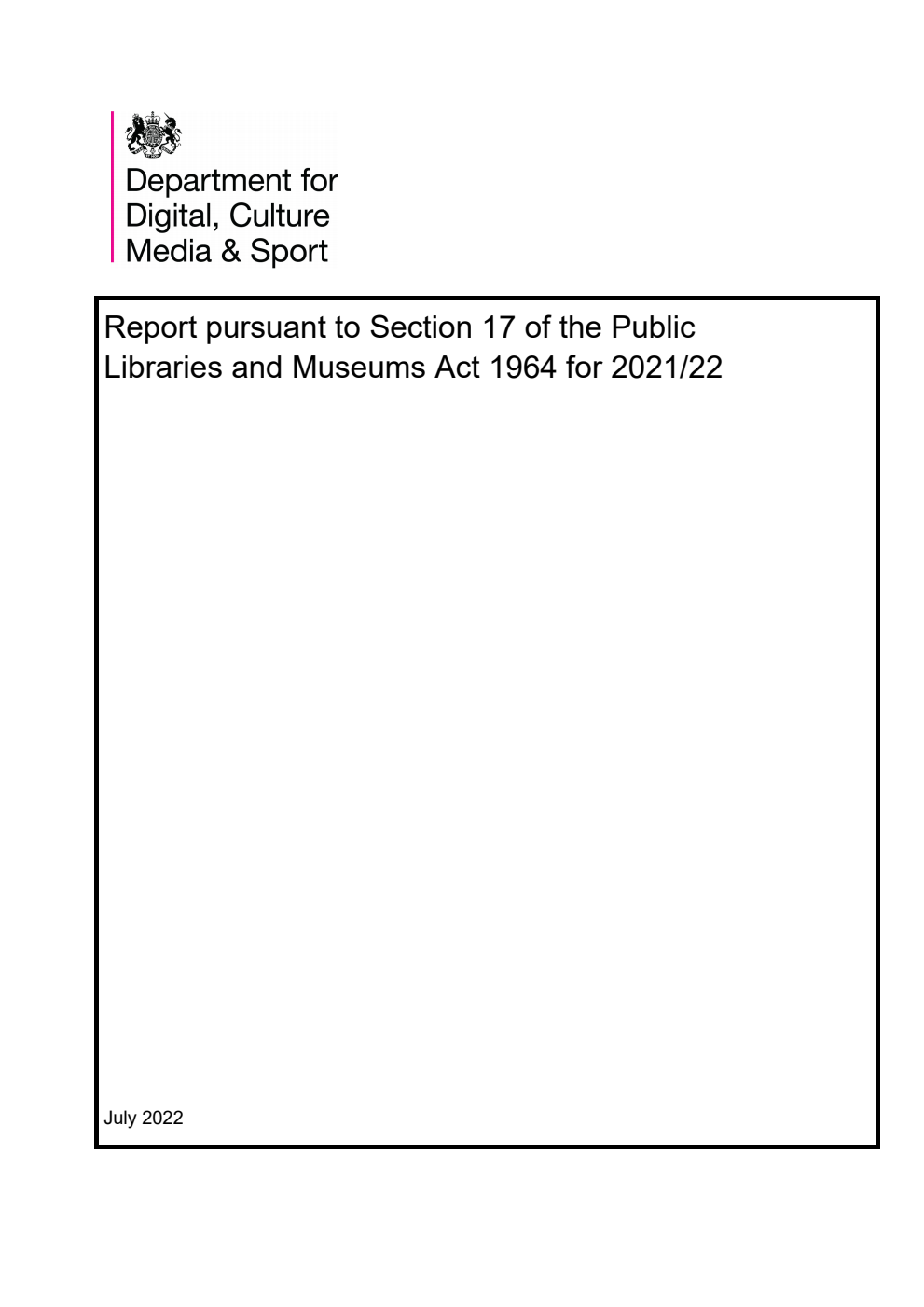 Report pursuant to Section 17 of the Public Libraries and Museums Act 1964 for 2021/22