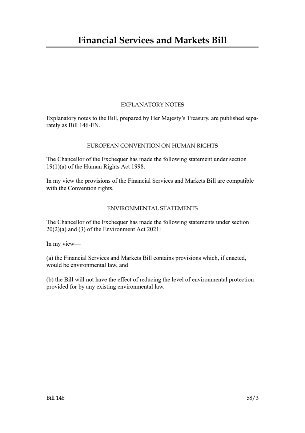 Financial Services and Markets Bill