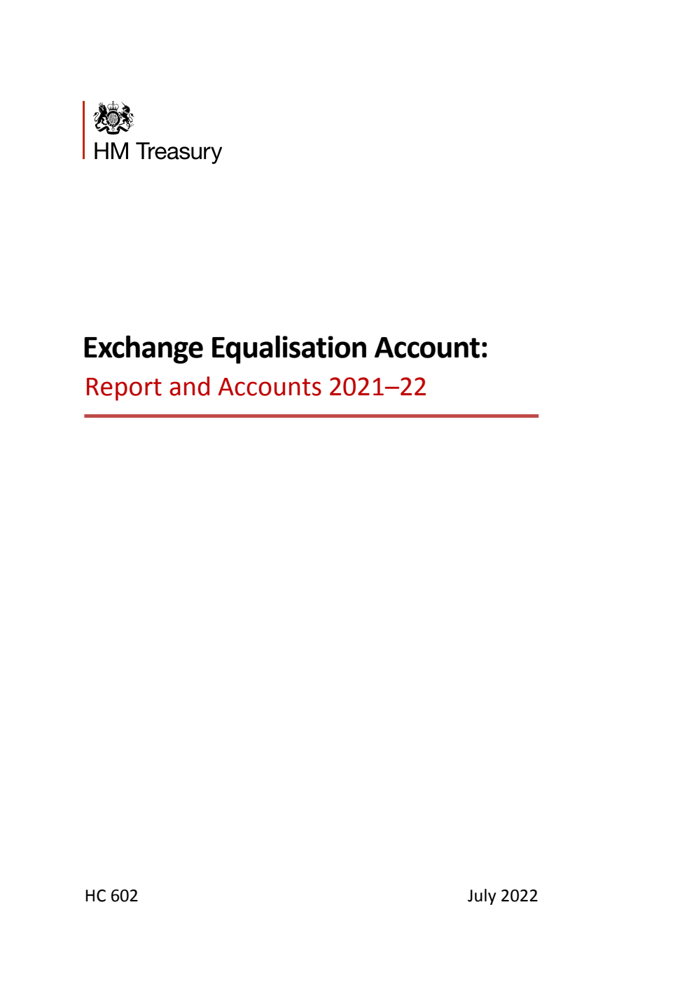 Exchange Equalisation Account: Report and accounts 2021-22