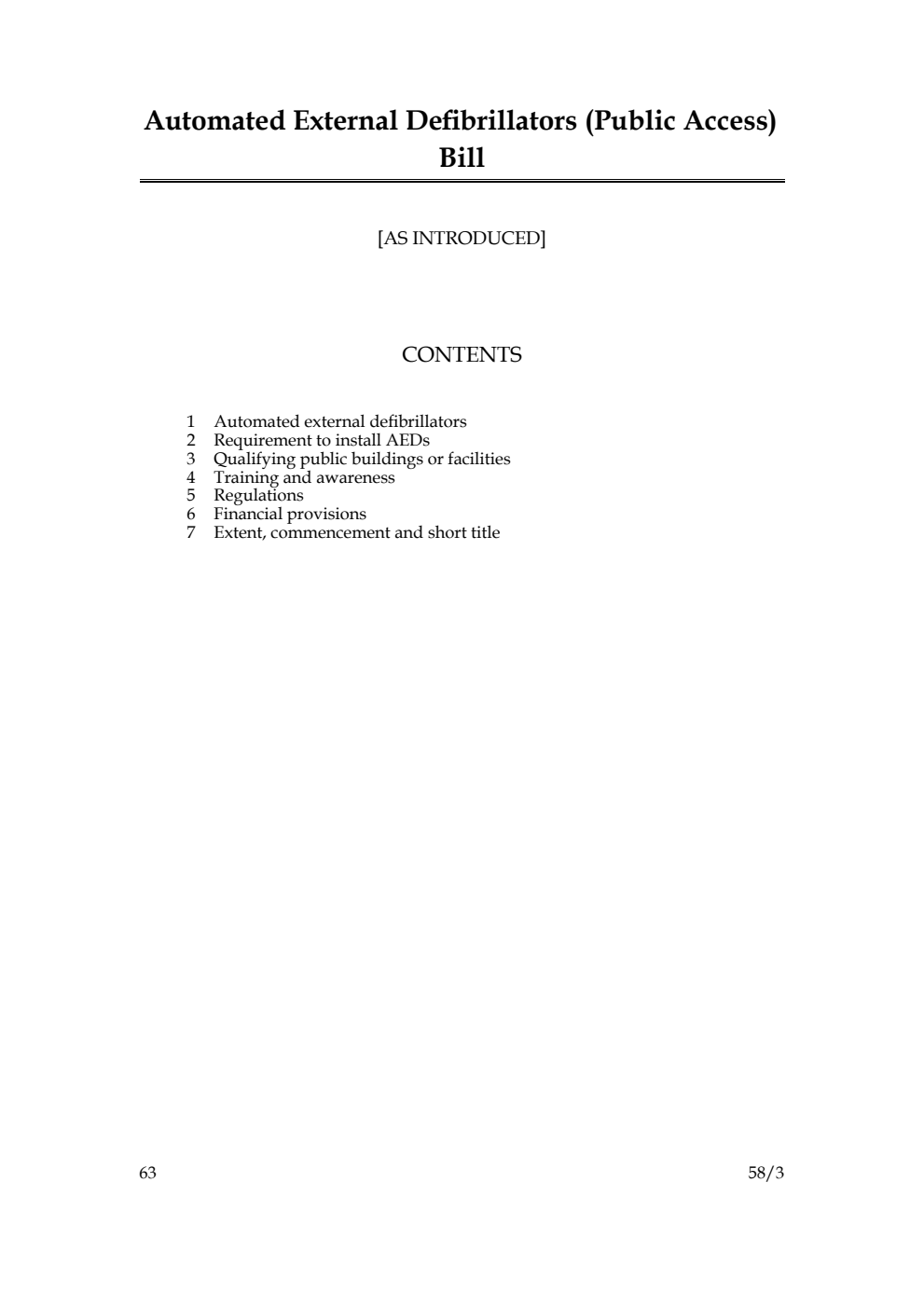 Automated External Defibrillators (Public Access) Bill