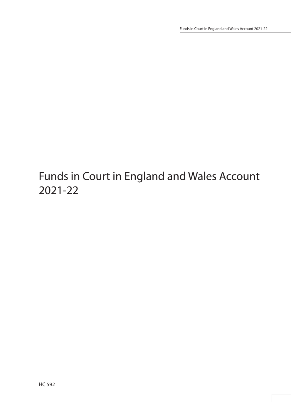 Funds in Court in England and Wales Account 2021-22