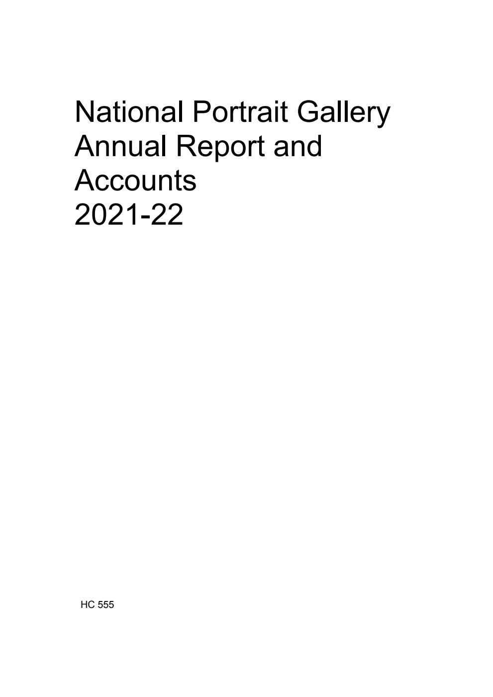 National Portrait Gallery Annual Report and Accounts 2021-22