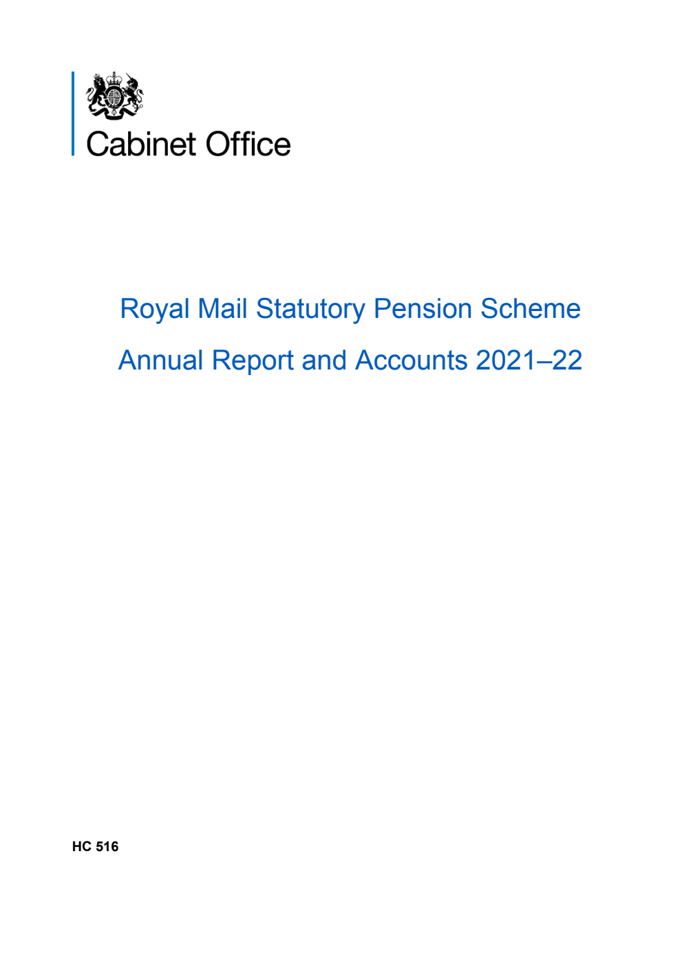 Royal Mail Statutory Pension Scheme Annual Report and Accounts 2021–22 (for the year ended 31 March 2022)