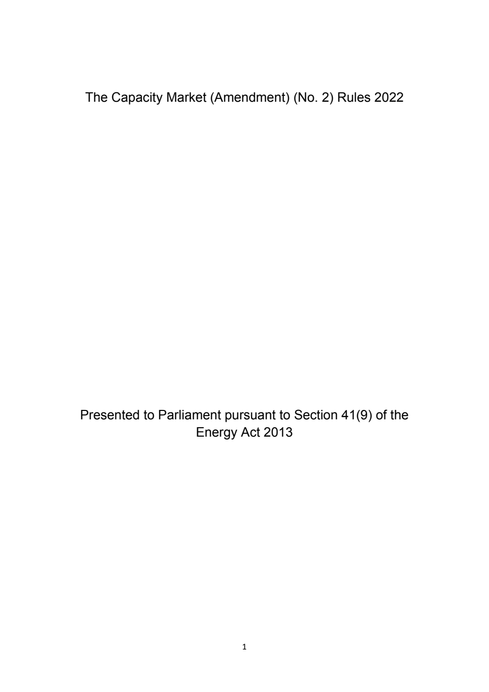 The Capacity Market (Amendment) (No. 2) Rules 2022