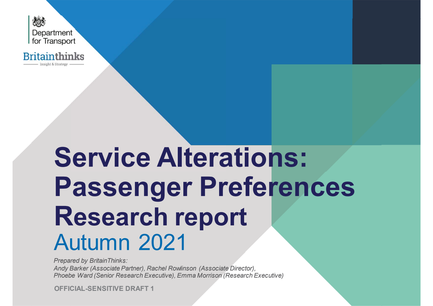 Service Alterations: Passenger Preferences Research report. Autumn 2021
