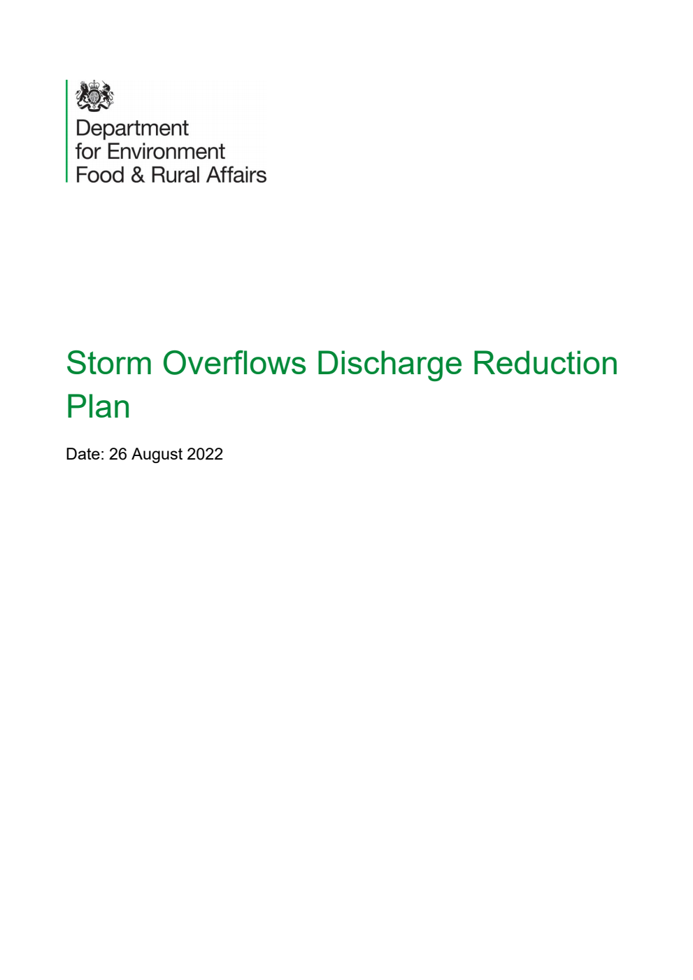 Storm Overflows Discharge Reduction Plan